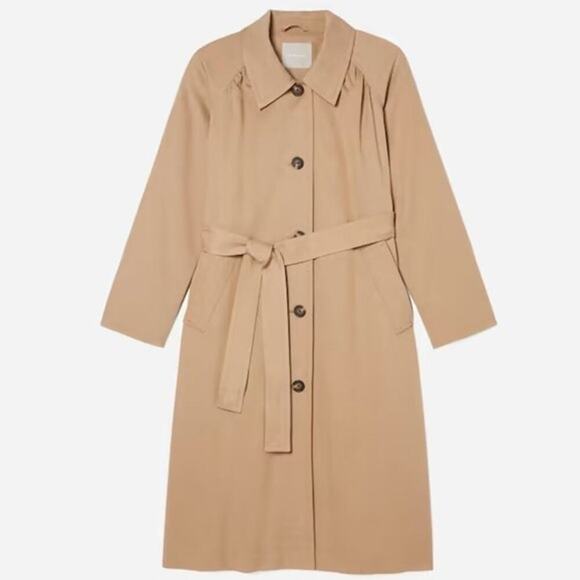 Everlane Women's Ash Brown The Gathered Drape Trench Coat Size S NWT